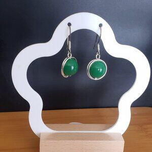 New handmade sterling silver hook with green agate stone Earrings